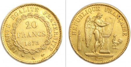 240 eur 20 francos 1878 Francia oro 900 6,45 gr
